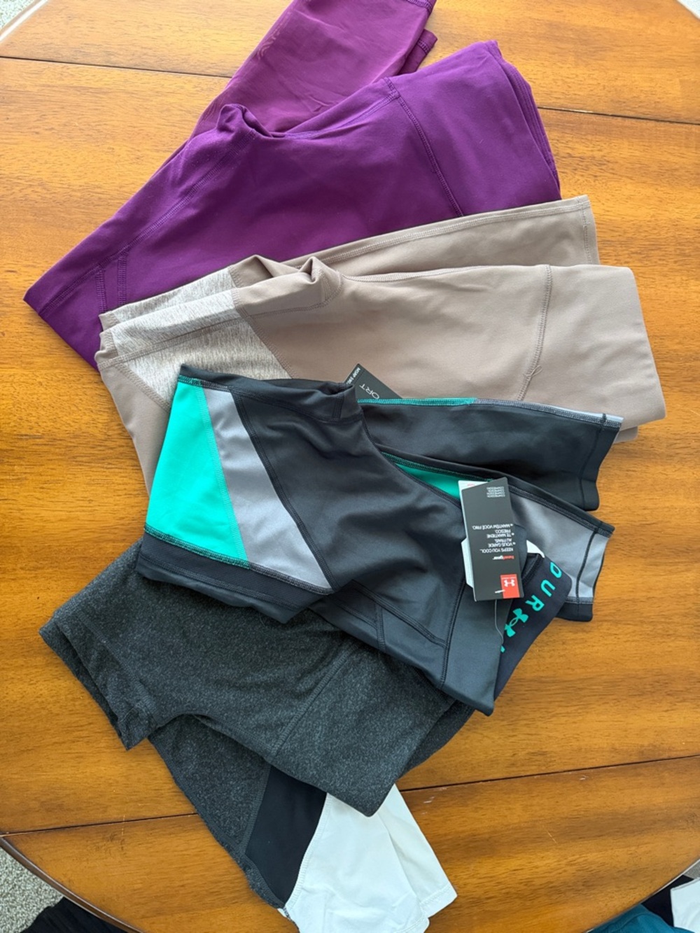 Activewear Leggings Lot in Purple, Taupe, Black, Teal